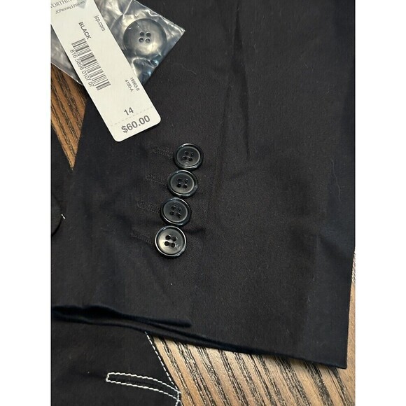 Worthington Women's Notch Lapel Blazer  Jacket Black Size 14 NWT White Stitching - Picture 8 of 16